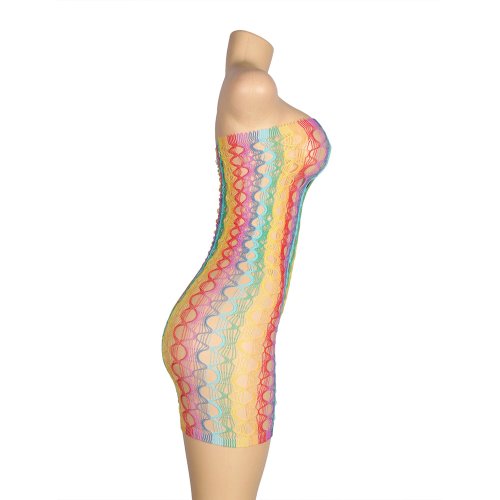 Rainbow Strapless Mini Net Dress L/XL*