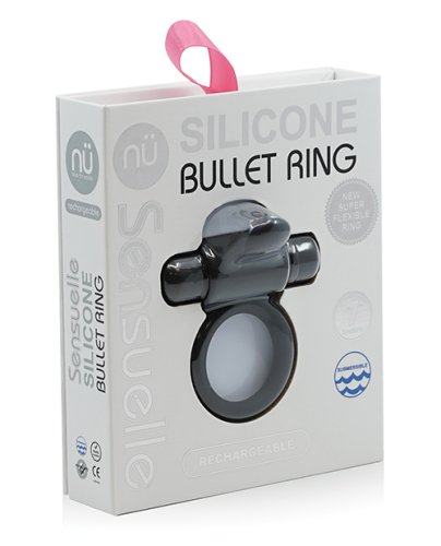 Nu Sensuelle Rev Silicone 7 Function Bullet Ring w/Flutter Tip - Black