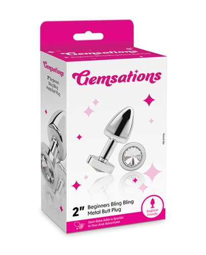 Gemsations 2\" Beginners Bling Bling Metal Butt Plug - Silver