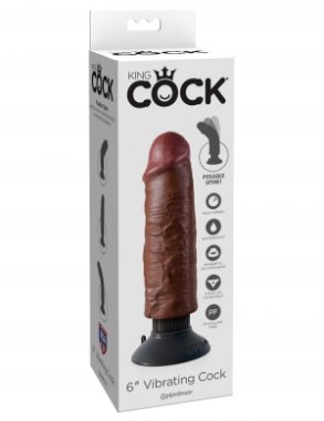 KING COCK 6 IN COCK BROWN VIBRATING