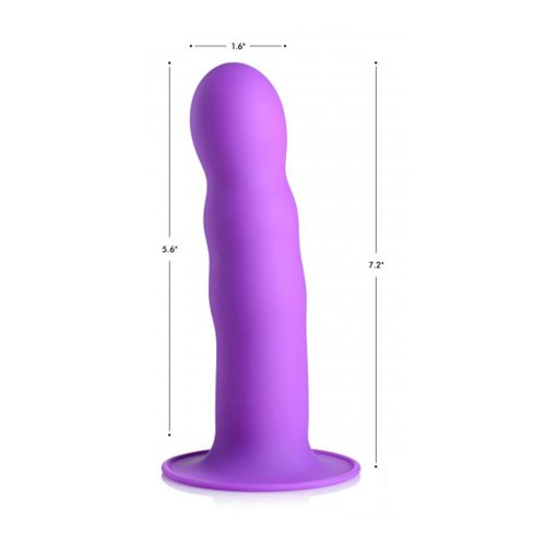 Squeezable Wavy Dildo - Purple