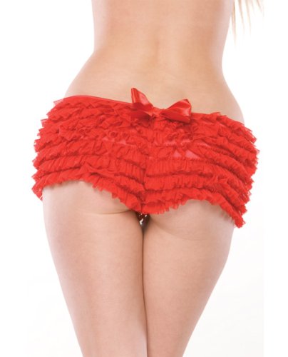 Ruffle Shorts w/Back Bow Detail Red OS/XL