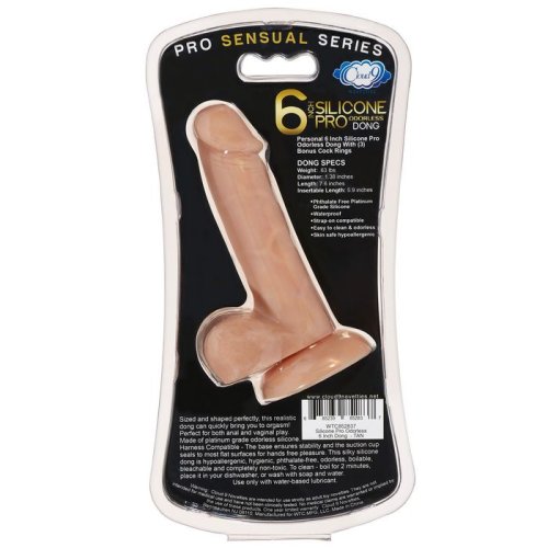 PRO SENSUAL PREMIUM SILICONE DONG W/ 3 C RINGS TAN 6 \"