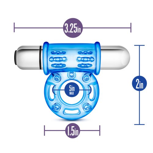 STAY HARD 10 FUNCTION BULL RING BLUE VIBRATING