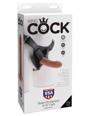 KING COCK STRAP ON HARNESS W/ 6 IN COCK TAN