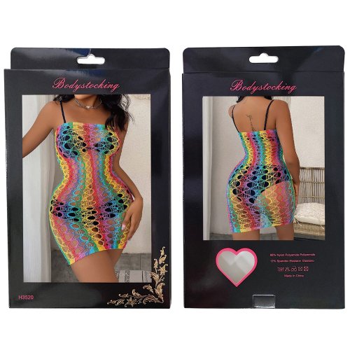 Rainbow Strapless Mini Net Dress L/XL*