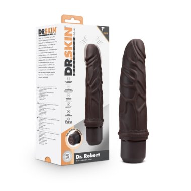 DR. SKIN SILICONE DR. ROBERT 7 IN VIBRATING DILDO BROWN