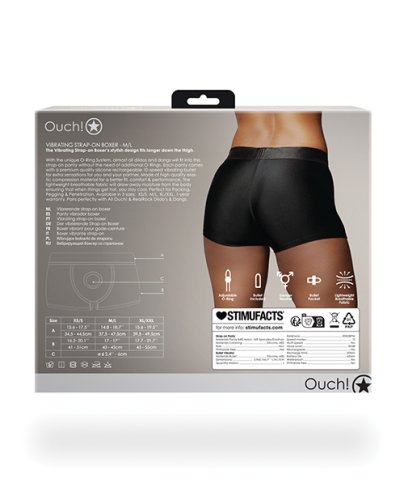 Shots Ouch Vibrating Strap On Boxer - Black M/L