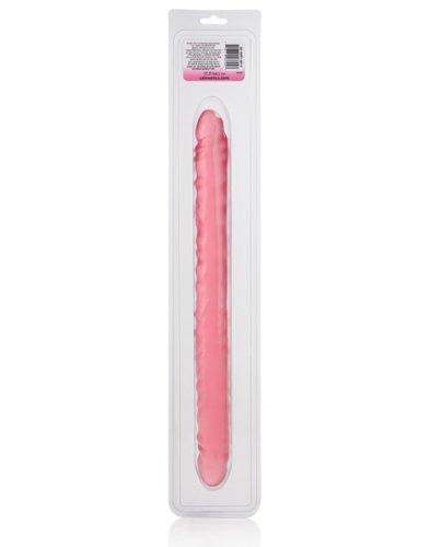 17\" Slim Jim Duo Veined Super Slim Dong - Translucence Gel Pink