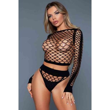Play With Me Bodystocking - Black - QS
