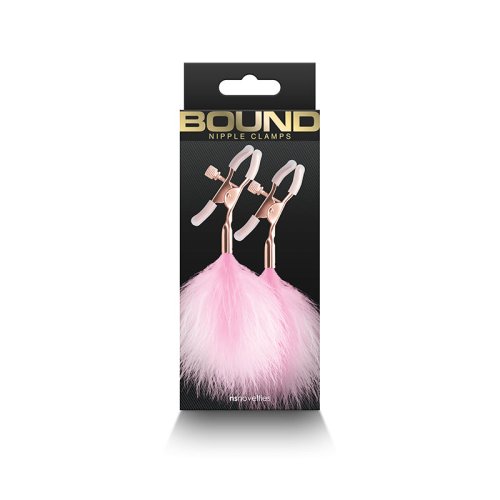 Bound Nipple Clamps - F1 - Pink Feather