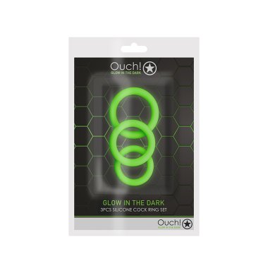 GLOW 3PCS COCK RING SET GLOW IN THE DARK