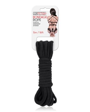 Lux Fetish Bondage Rope - 5m/16 ft Black