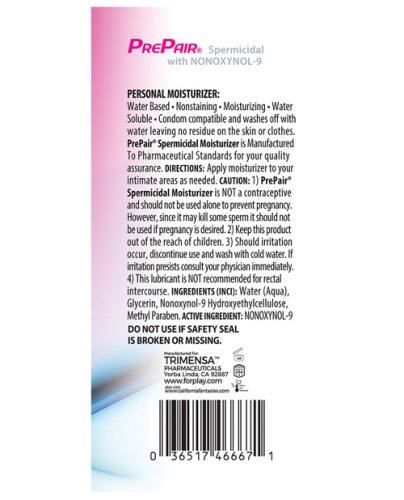 PRE PAIR SPERMICIDAL LUBE 4.5 OZ WATER BASED