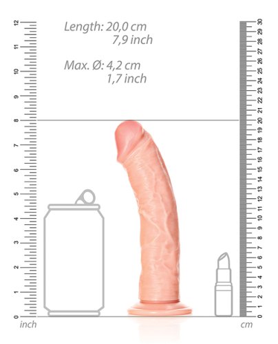 Shots RealRock Realistic 7\" Curved Dildo - Flesh