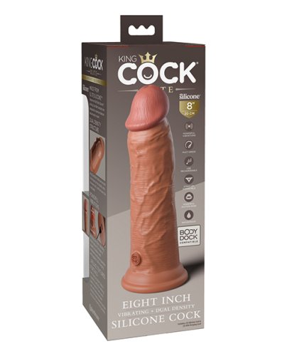 KING COCK ELITE 8 IN VIBRATING DUAL DENSITY TAN