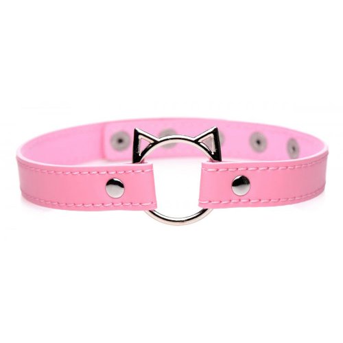 Kinky Kitty Ring Slim Choker - Pink