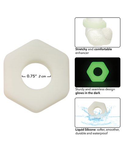 Alpha Liquid Silicone Glow in the Dark Prolong Sexagon Ring