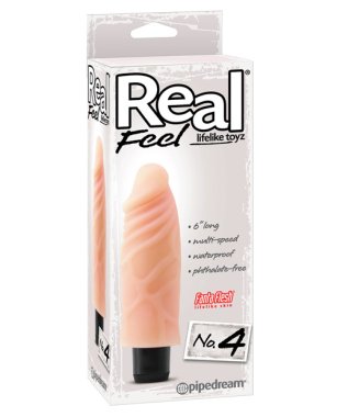 Real Feel No. 4 Long 6" Vibe Waterproof - Mutli-speed Flesh