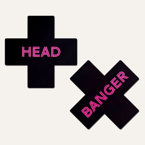 X + \'Head Banger\' Neon Pink Pasties *