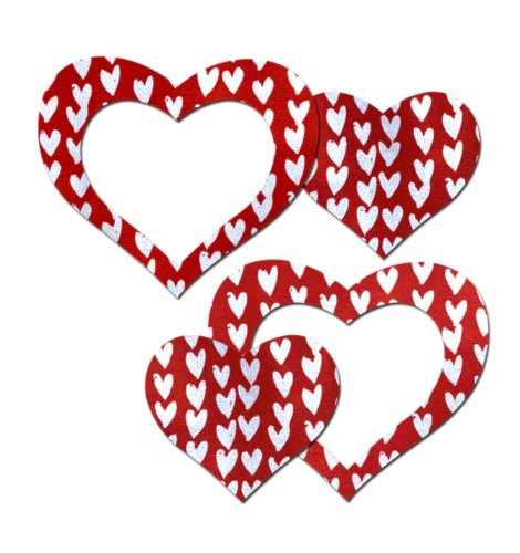 Peek-a-Boob: Red/White Hearts w Cut-Out