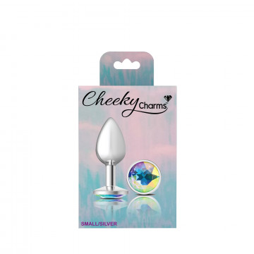 CHEEKY CHARMS ROUND CLEAR IRIDESCENT SMALL SILVER PLUG