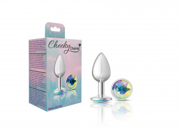 CHEEKY CHARMS ROUND CLEAR IRIDESCENT SMALL SILVER PLUG
