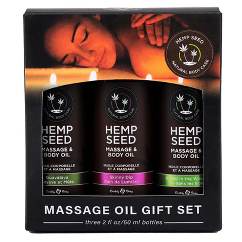 Massage Oil Trio Gift Set: Naked in the Woods, Skinny Dip, Guavalava 2 fl oz / 60 ml