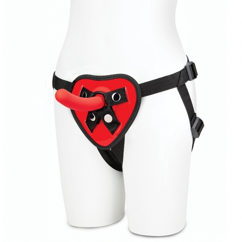 LUX FETISH RED HEART STRAP ON HARNESS & 5IN DILDO SET