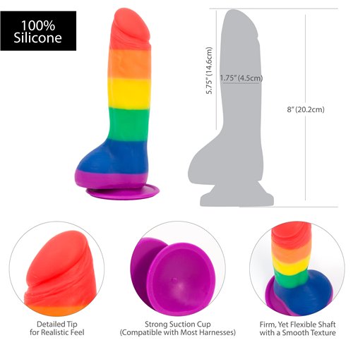 ADDICTION 100% SILICONE JUSTIN 8 RAINBOW \"