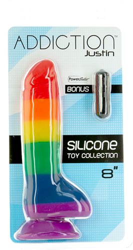 ADDICTION 100% SILICONE JUSTIN 8 RAINBOW \"