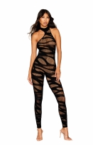 ASYMMETRICAL BODYSTOCKING OPAQUE BLACK O/S