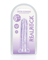 Shots RealRock Crystal Clear 6\" Straight Dildo w/Suction Cup - Purple