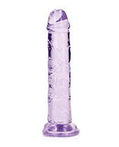 Shots RealRock Crystal Clear 6\" Straight Dildo w/Suction Cup - Purple