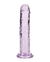 Shots RealRock Crystal Clear 6\" Straight Dildo w/Suction Cup - Purple