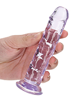 Shots RealRock Crystal Clear 6\" Straight Dildo w/Suction Cup - Purple