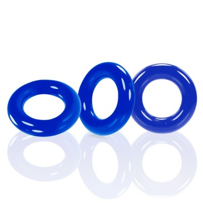 WILLY RINGS 3 PK COCKRINGS POLICE BLUE (NET)