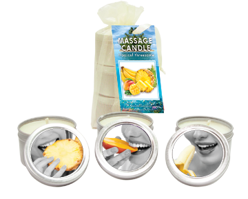 BAG CANDLE TROPICAL TRIO MANGO MARGARITA/ BANANA DAIQUIRI/ PINEAPPLE BREEZE 2 OZ